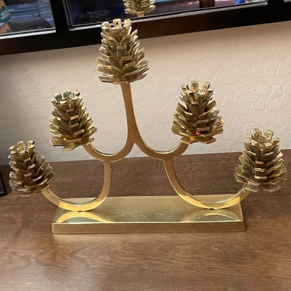 Gorgeous Brass pinecone candelabra * rare